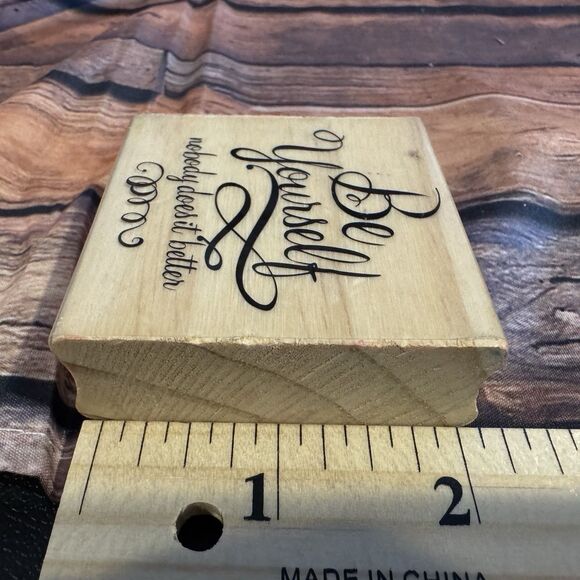 "Be Yourself nobody does it better" Wooden Rubber Stamp Craft Tool Mounted Cards - Picture 8 of 9